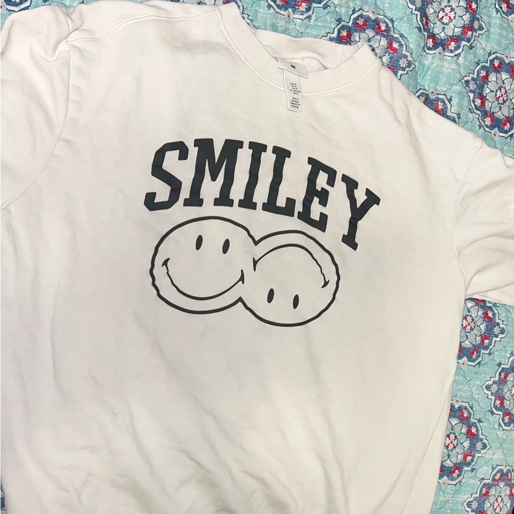 H&M Cream Smiley Face Kids Sweatshirt